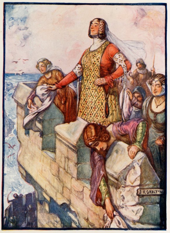 Czarna Agnieszka broni zamku Dunbar autorstwa Joseph Ratcliffe Skelton