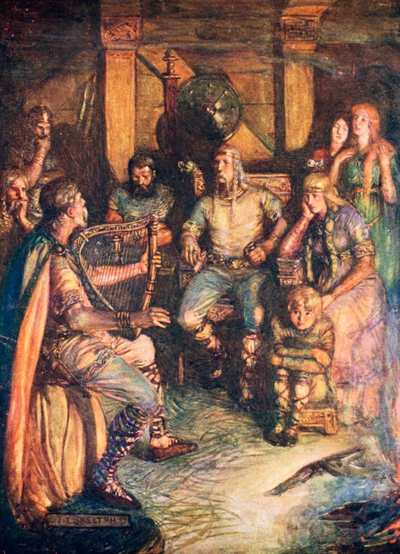 Minstrel śpiewa o słynnych zmarłych bohaterach autorstwa Joseph Ratcliffe Skelton