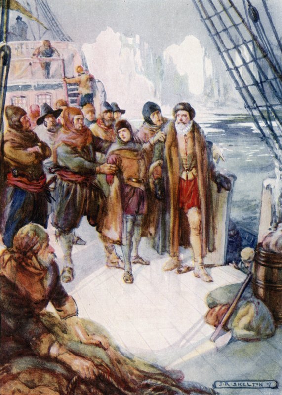 Ci okrutni ludzie mieli zmusić Hudsona do dryfowania po lodowatych wodach autorstwa Joseph Ratcliffe Skelton