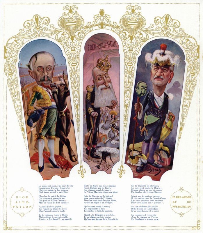 Karykatury (litografia kolorowa) autorstwa Joseph Sirat