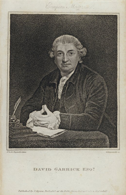 David Garrick, angielski aktor, dramaturg i kierownik teatru (grafika) autorstwa Joshua (after) Reynolds
