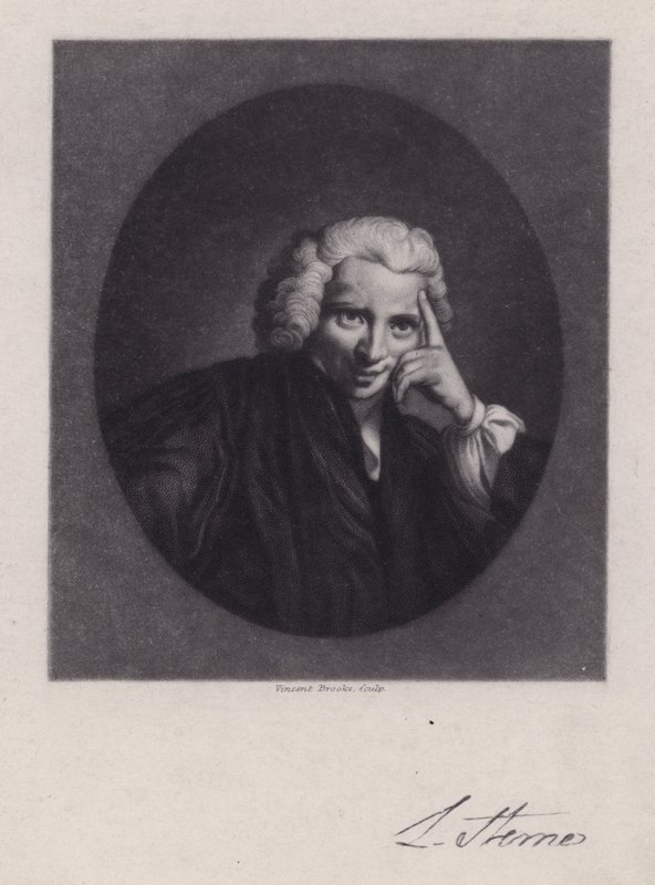 Laurence Sterne, irlandzki pisarz i duchowny, autor Tristram Shandy (grafika) autorstwa Joshua (after) Reynolds