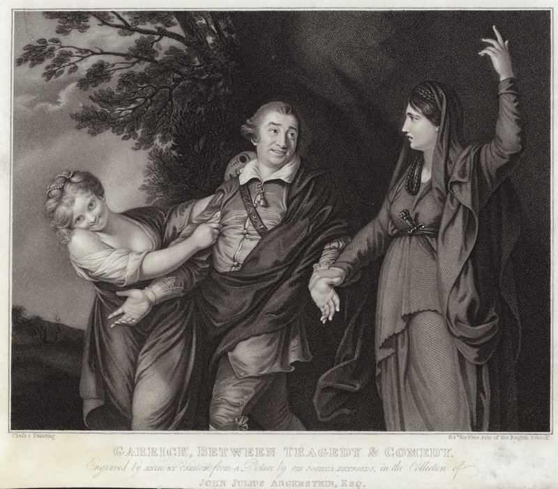 Garrick między tragedią a komedią autorstwa Joshua Reynolds