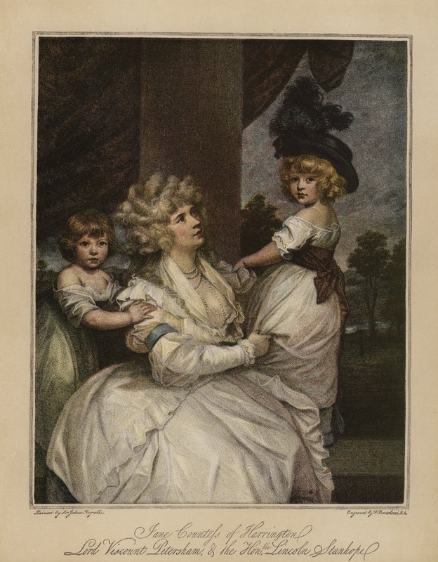 Jane Hrabina Harrington, Lord Viscount Petersham i Honorowy Lincoln Stanhope autorstwa Joshua Reynolds