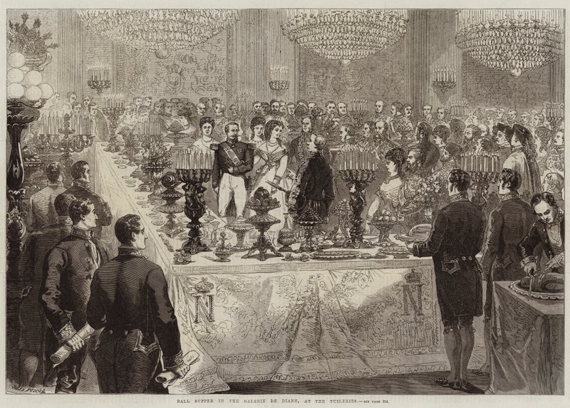 Kolacja balowa w Galerie de Diane, w Tuileries autorstwa Jules Pelcoq