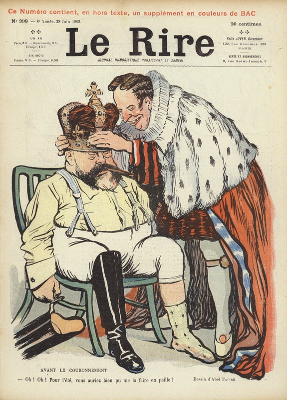 Koronacja króla Edwarda VII, ilustracja do Le Rire autorstwa Jules Abel Faivre