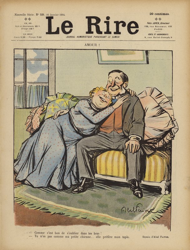 Miłość! Ilustracja do Le Rire autorstwa Jules Abel Faivre