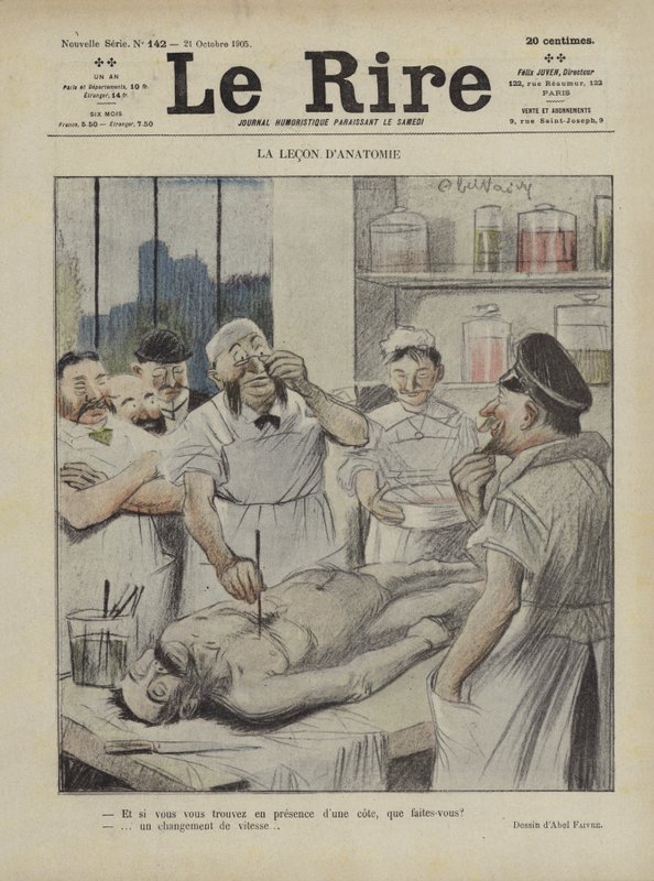 Lekcja anatomii. Ilustracja do Le Rire autorstwa Jules Abel Faivre