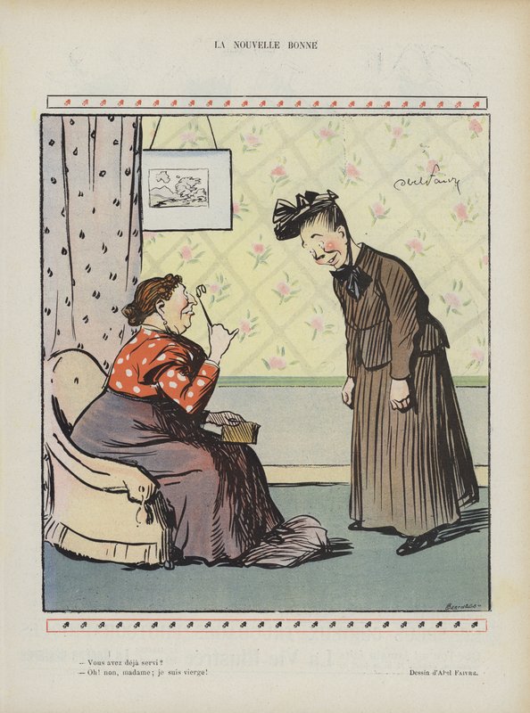 Nowa pokojówka. Ilustracja do Le Rire autorstwa Jules Abel Faivre