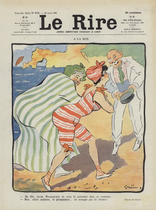 Na wybrzeżu. Ilustracja do Le Rire autorstwa Jules Alexandre Gruen or Grun