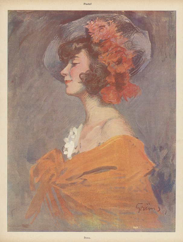 Dora: portret młodej kobiety (kolor lito) autorstwa Jules Alexandre Gruen or Grun