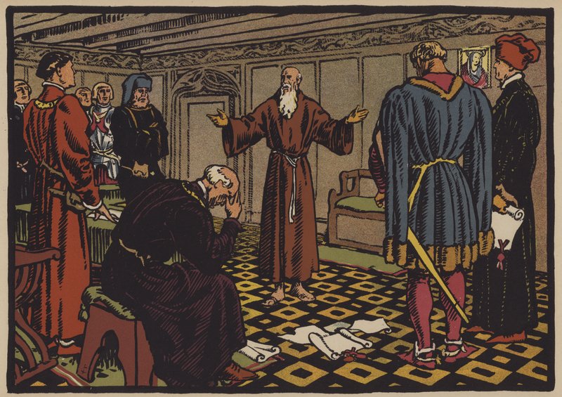 Pustelnik Niklaus von Flue i Traktat Stansowski, 1481 autorstwa Jules Courvoisier