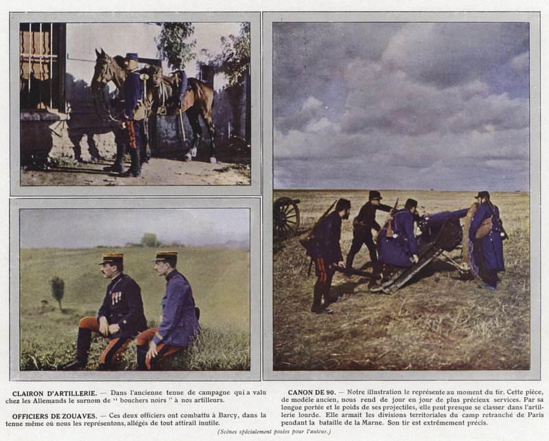 Trąbka artyleryjska, działo z lat 90., Oficerowie Zouave autorstwa Jules Gervais Courtellemont