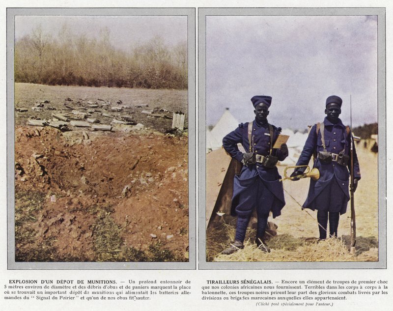 Wybuch składu amunicji, senegalscy tyralierowie autorstwa Jules Gervais Courtellemont