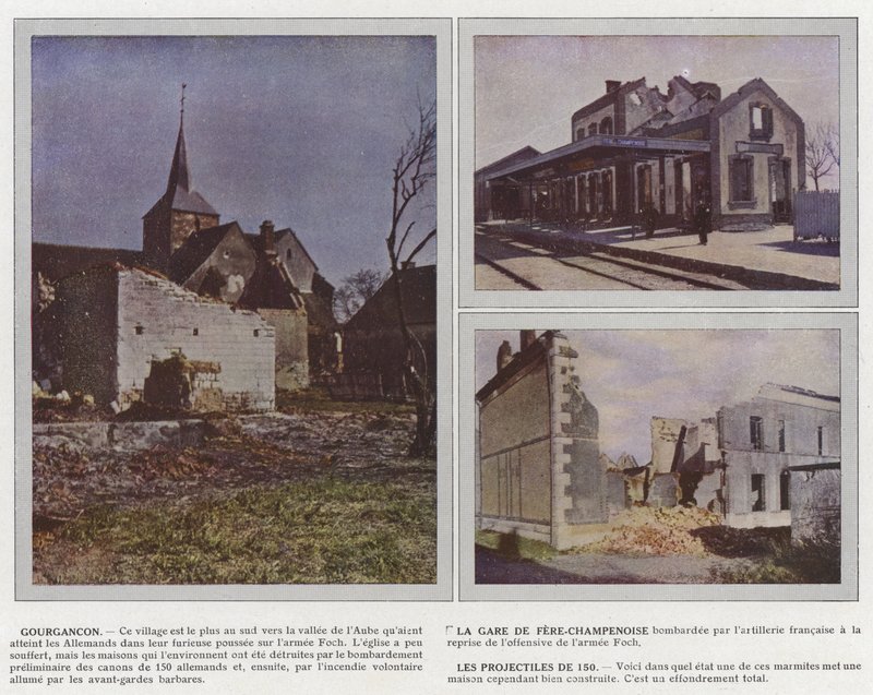 Gourgancon, La Gare de Fere-Champenoise, Les Projectiles de 150 autorstwa Jules Gervais Courtellemont