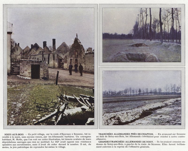 Soisy-aux-Bois, niemieckie transze w pobliżu Chapton, wielkie niemieckie transze z Soisy autorstwa Jules Gervais Courtellemont