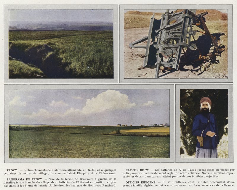 Trocy, Pudełko 77 szt., Panorama Trocy, miejscowy oficer autorstwa Jules Gervais Courtellemont