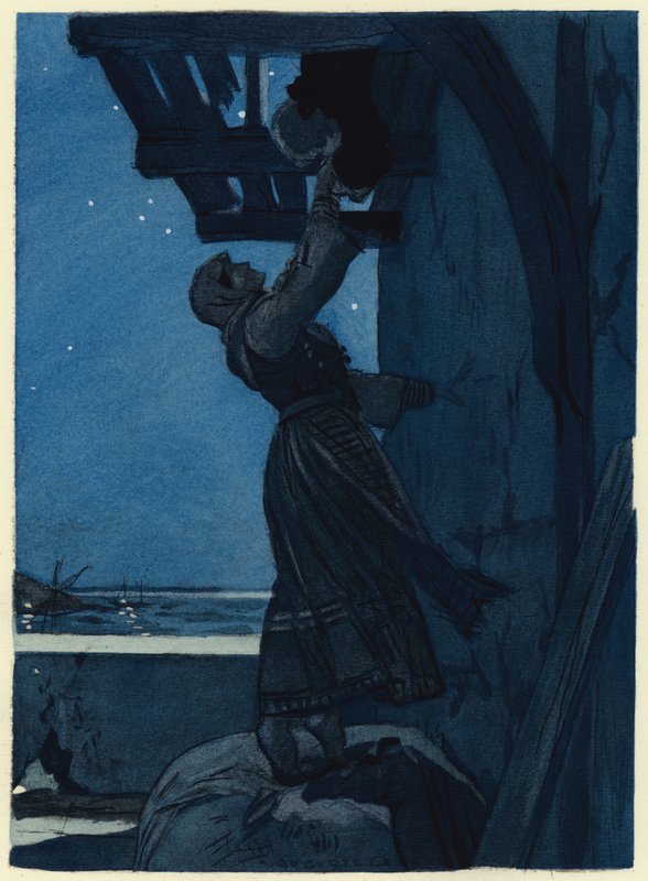 Ilustracja do pamiętników Casanovy (kolorowa litografia) autorstwa Jules Marie Auguste Leroux