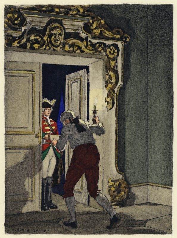 Ilustracja do pamiętników Casanovy (kolorowa litografia) autorstwa Jules Marie Auguste Leroux