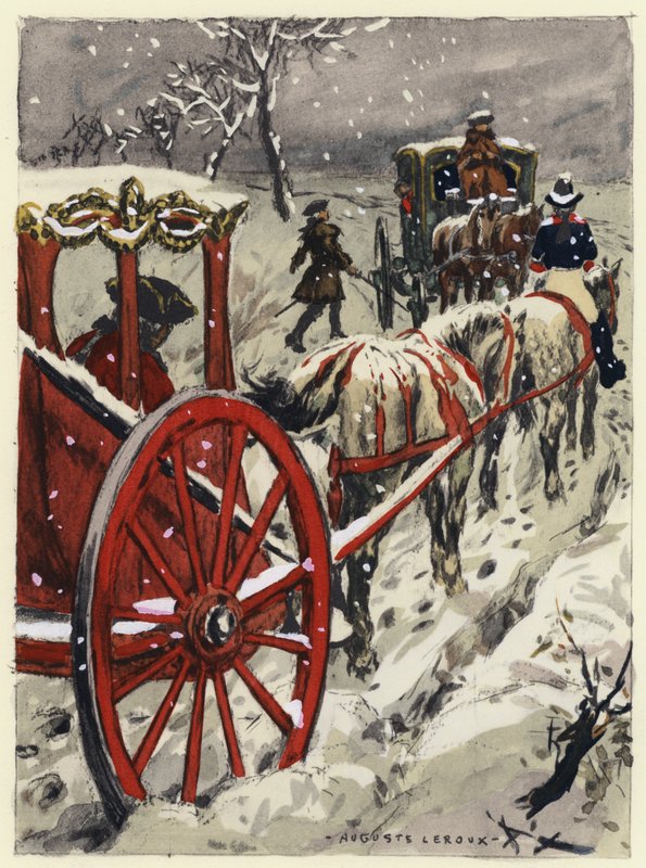 Ilustracja do pamiętników Casanovy (kolorowa litografia) autorstwa Jules Marie Auguste Leroux