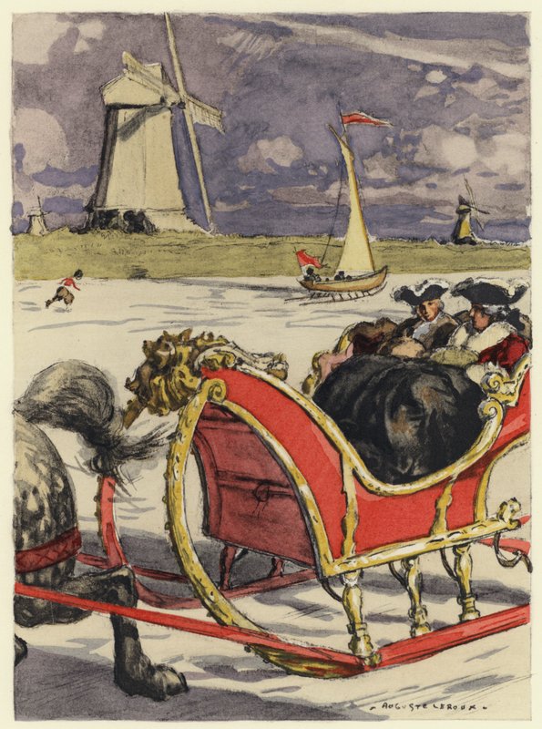 Ilustracja do pamiętników Casanovy (kolorowa litografia) autorstwa Jules Marie Auguste Leroux