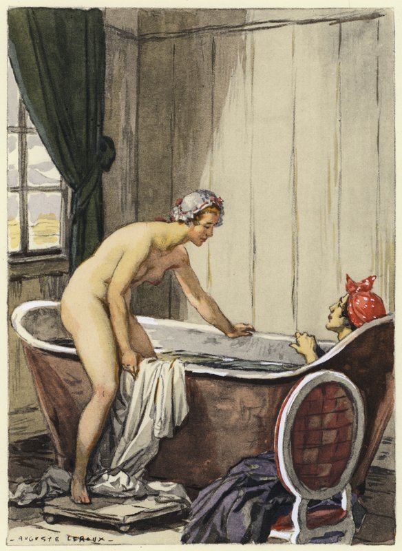 Ilustracja do pamiętników Casanovy (kolorowa litografia) autorstwa Jules Marie Auguste Leroux