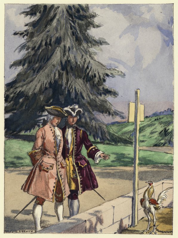 Ilustracja do pamiętników Casanovy (kolorowa litografia) autorstwa Jules Marie Auguste Leroux