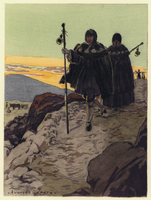 Ilustracja do pamiętników Casanovy (kolorowa litografia) autorstwa Jules Marie Auguste Leroux