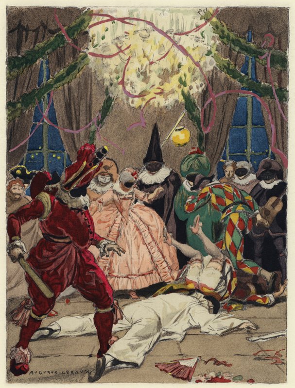 Ilustracja do pamiętników Casanovy (kolorowa litografia) autorstwa Jules Marie Auguste Leroux