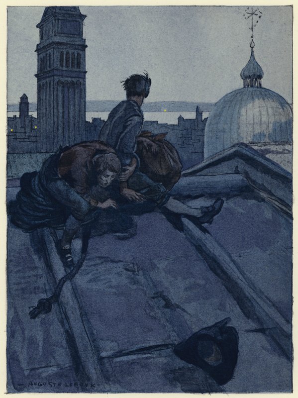 Ilustracja do pamiętników Casanovy (kolorowa litografia) autorstwa Jules Marie Auguste Leroux