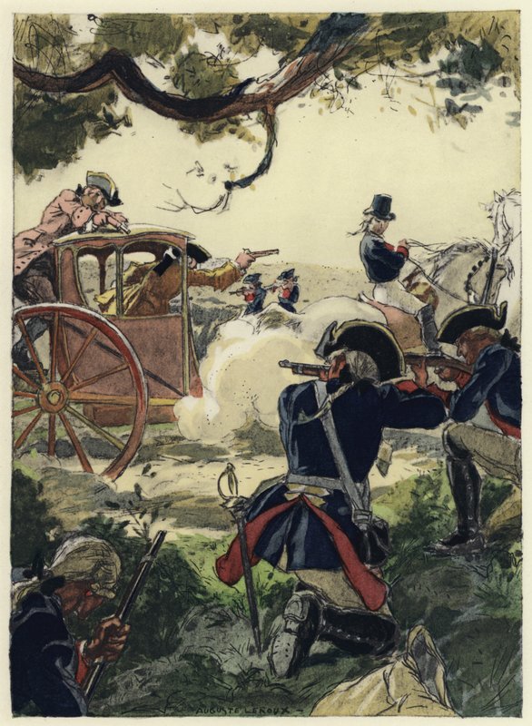 Ilustracja do pamiętników Casanovy (kolorowa litografia) autorstwa Jules Marie Auguste Leroux