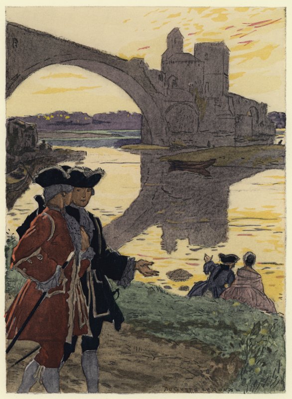 Ilustracja do pamiętników Casanovy (kolorowa litografia) autorstwa Jules Marie Auguste Leroux