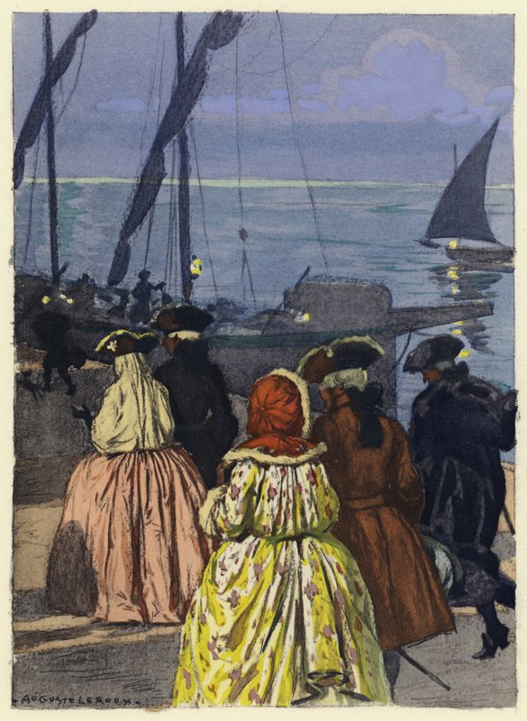 Ilustracja do pamiętników Casanovy (kolorowa litografia) autorstwa Jules Marie Auguste Leroux