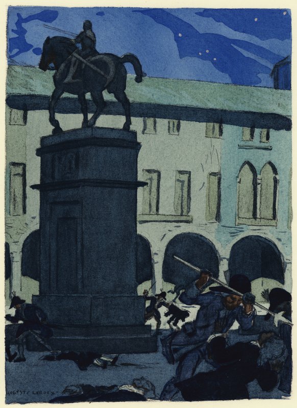 Ilustracja do pamiętników Casanovy (kolorowa litografia) autorstwa Jules Marie Auguste Leroux