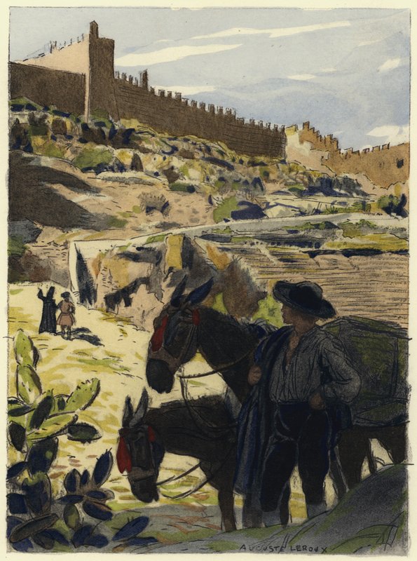 Ilustracja do pamiętników Casanovy (kolorowa litografia) autorstwa Jules Marie Auguste Leroux