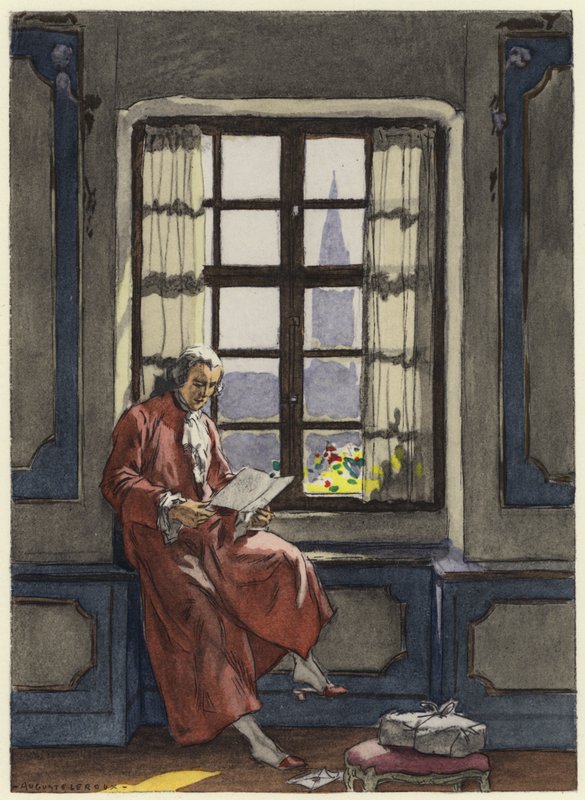 Ilustracja do pamiętników Casanovy (kolorowa litografia) autorstwa Jules Marie Auguste Leroux