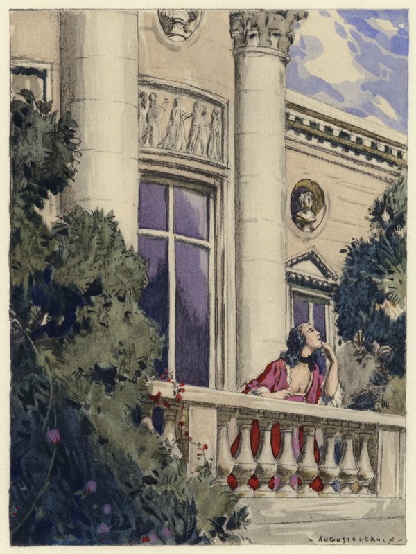Ilustracja do pamiętników Casanovy (kolorowa litografia) autorstwa Jules Marie Auguste Leroux