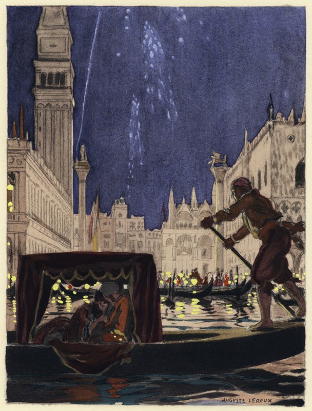 Ilustracja do pamiętników Casanovy (kolorowa litografia) autorstwa Jules Marie Auguste Leroux