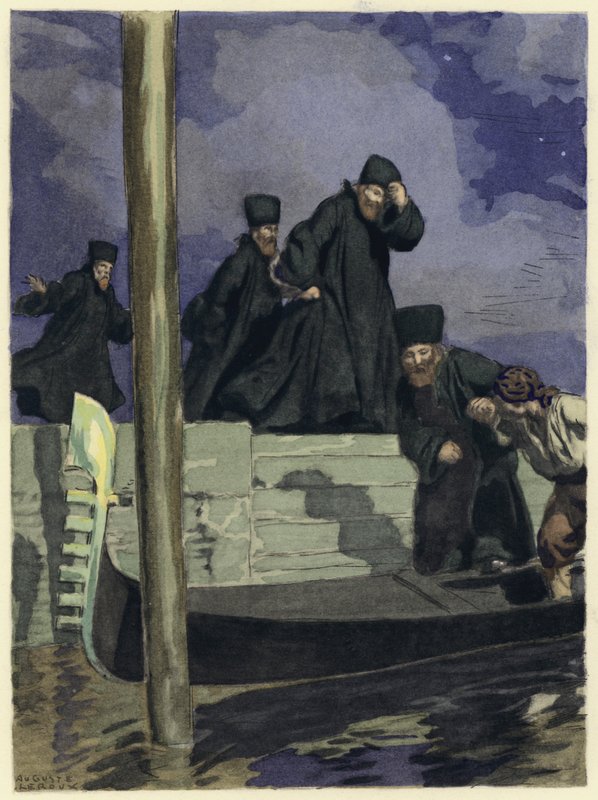 Ilustracja do pamiętników Casanovy (kolorowa litografia) autorstwa Jules Marie Auguste Leroux
