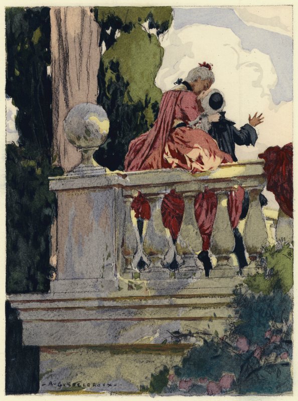 Ilustracja do pamiętników Casanovy (kolorowa litografia) autorstwa Jules Marie Auguste Leroux