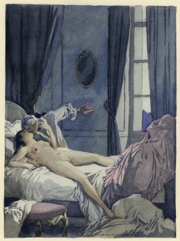 Ilustracja do pamiętników Casanovy (kolorowa litografia) autorstwa Jules Marie Auguste Leroux