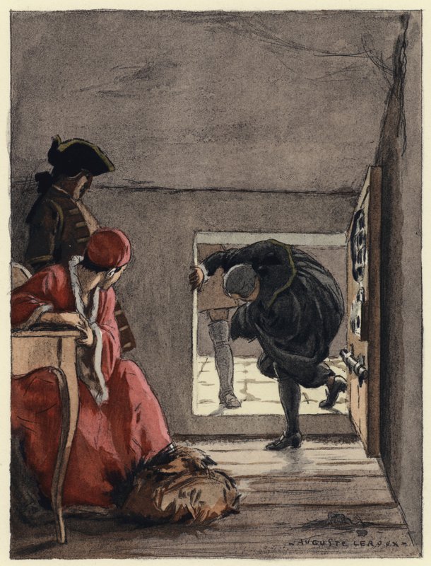 Ilustracja do pamiętników Casanovy (kolorowa litografia) autorstwa Jules Marie Auguste Leroux