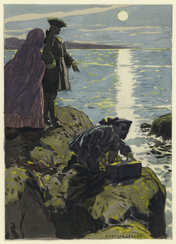 Ilustracja do pamiętników Casanovy (kolorowa litografia) autorstwa Jules Marie Auguste Leroux