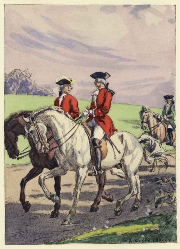 Ilustracja do pamiętników Casanovy (kolorowa litografia) autorstwa Jules Marie Auguste Leroux