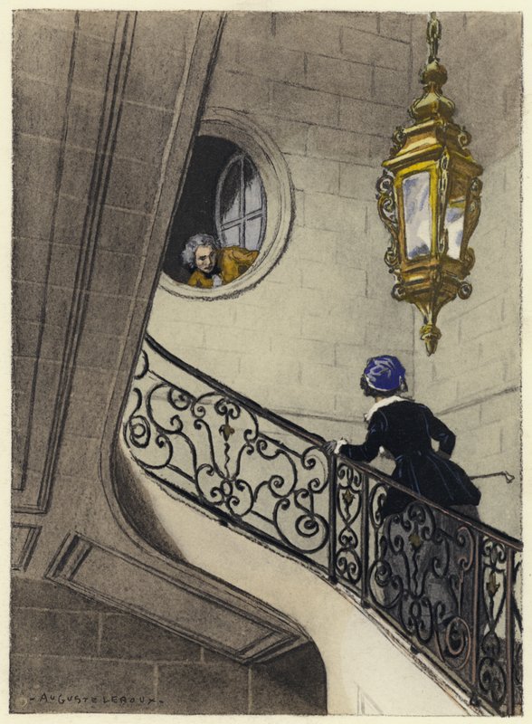 Ilustracja do pamiętników Casanovy (kolorowa litografia) autorstwa Jules Marie Auguste Leroux