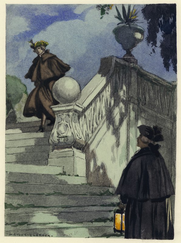 Ilustracja do pamiętników Casanovy (kolorowa litografia) autorstwa Jules Marie Auguste Leroux