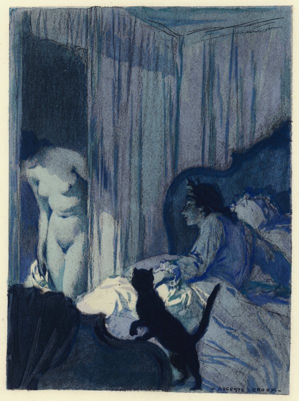 Ilustracja do pamiętników Casanovy (kolorowa litografia) autorstwa Jules Marie Auguste Leroux
