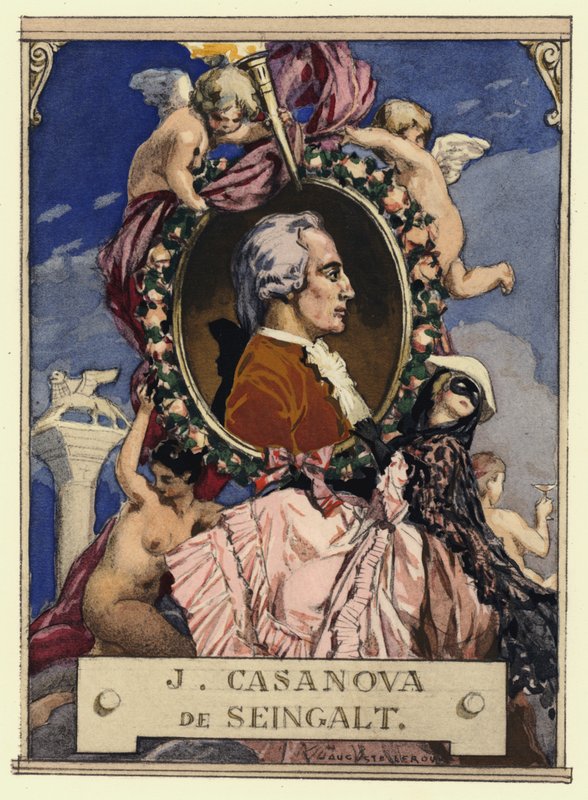 Portret Casanovy (kolorowa litografia) autorstwa Jules Marie Auguste Leroux