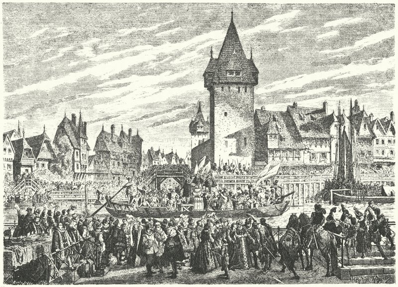 Hirsebreifahrt, transport ładunku prosa statkiem z Zurychu do sojusznika miasta, Strasburga autorstwa Jules Theophile (after) Schuler