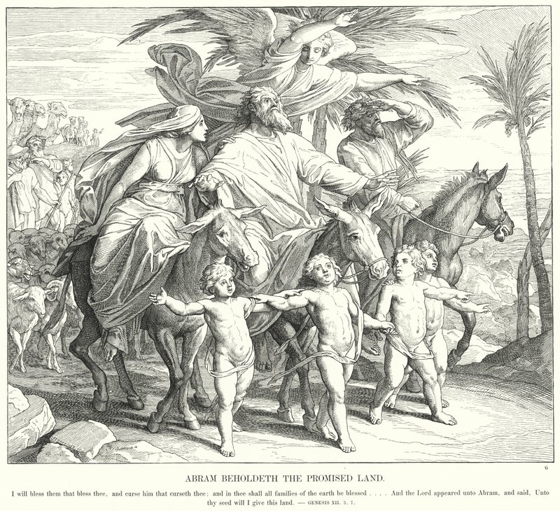 Abram widzi Ziemię Obiecaną (rycina) autorstwa Julius (after) Schnorr von Carolsfeld